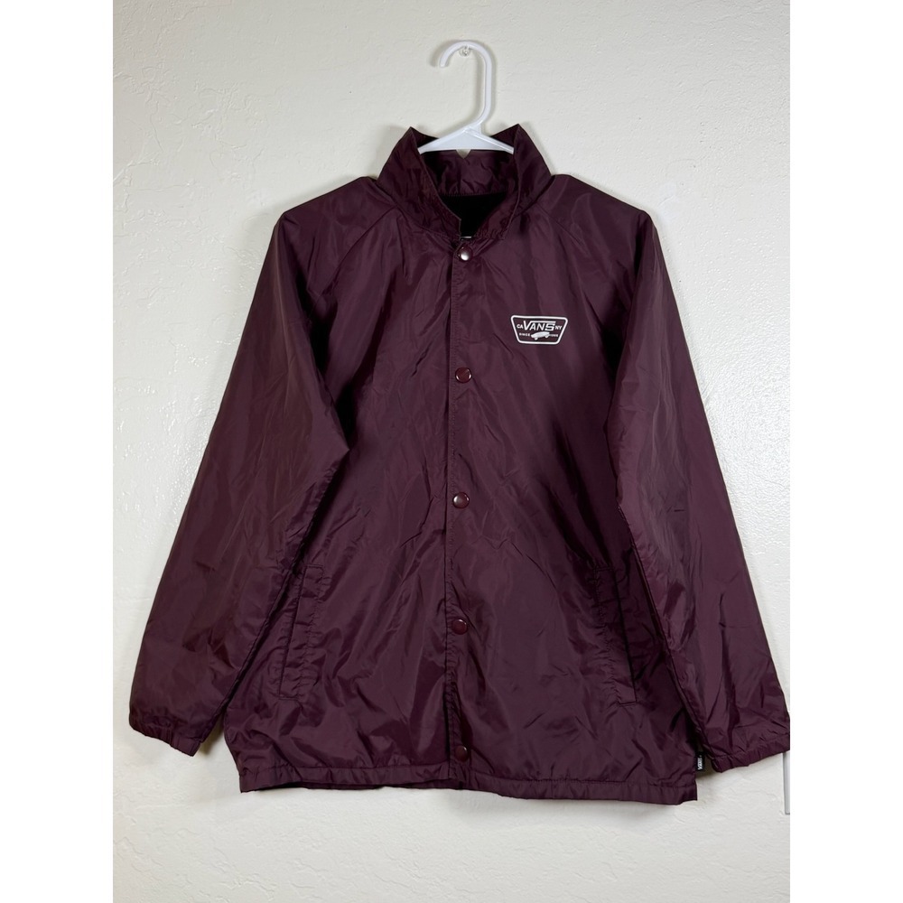 Vans Maroon Burgundy Mens Fleece Lined Windbreaker Logo Torrey Coaches Jacket XL - Picture 2 of 11